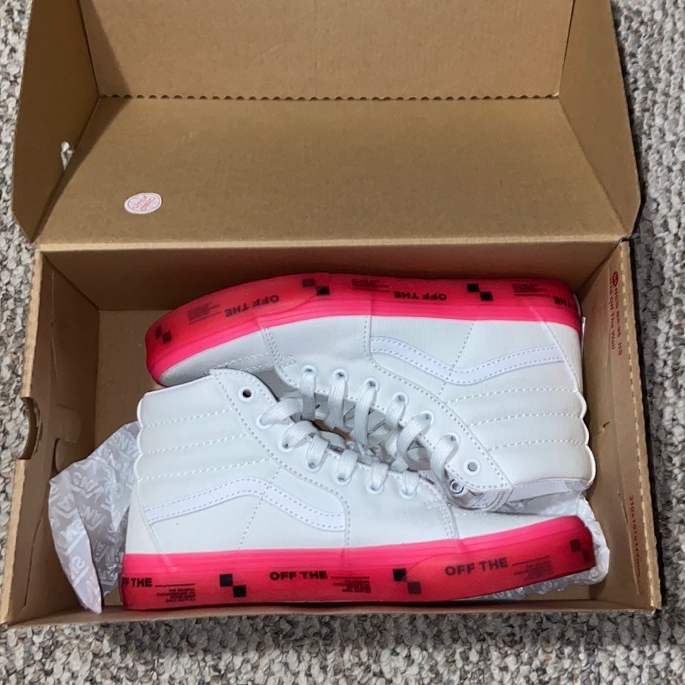 Vans Off The Wall Pink and White Shoes